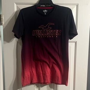Hollister Men's Black and Red Ombre T-Shirt
